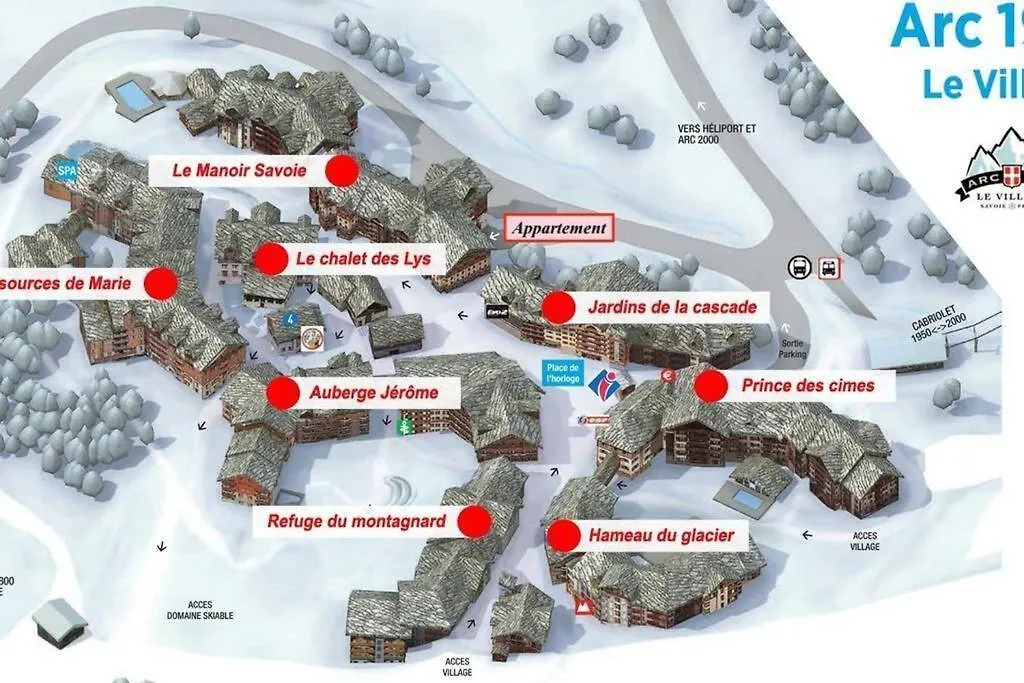 Arc 1950 2Bdrm 6/8 Guests Ski-In/Out Pool+Jacuzzi Apartment Les Arcs